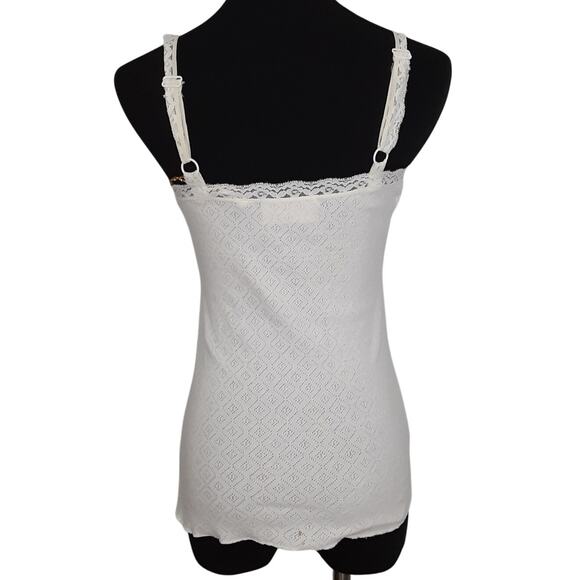 Vintage Guess Y2K Beaded Camisole Cream Sheer Lace Womens S Bohemian Cowgirl - Picture 2 of 9
